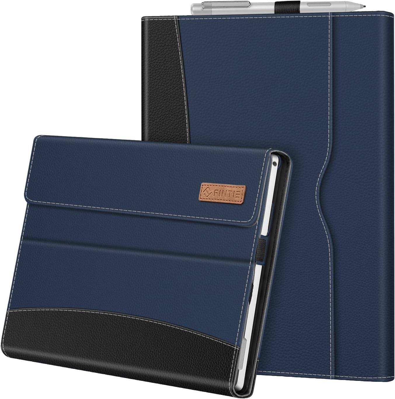 Front. Fintie - Case for 12.3 inch Microsoft Surface Pro 7+, Pro 7/6/5/4/3, Portfolio Business Cover with Pocket, Magnetic Closure - Navy.