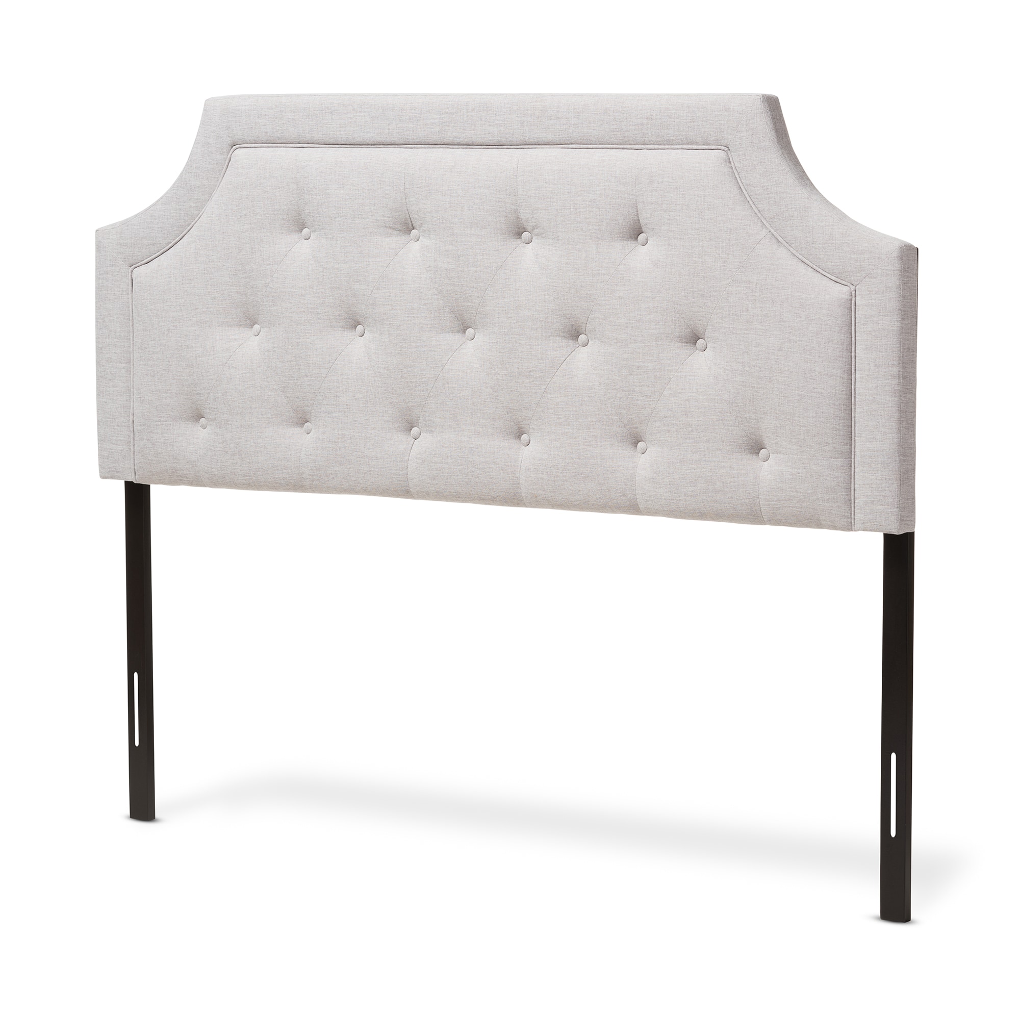 Front. Baxton Studio - Mars Modern and Contemporary Fabric Full Size Headboard - Greyish Beige.