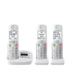 Panasonic
12:00 AM
Dec. 31
MENU
Panasonic
Answering device
INTERCOM SELECT
Panasonic
SMITHJOE
1-222-333-4444
11:08 Nov. 18
ERASE MENU
Panasonic
TALK
FLASH
1 2 3
4 5 6
7 8 9
* 0 #
Panasonic
TALK
FLASH
1 2 3
4 5 6
7 8 9
* 0 #
Panasonic
TALK
FLASH
1 2 3
4 5 6
7 8 9
* 0 #
Panasonic
LOCATION
CHANGER
ERASE
VOL
PLAY/STOP
PHONE
LOCK
