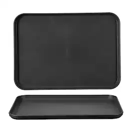 Unique Bargains - 2pcs Fast Food Serving Trays, 12x8.7" Rectangular Reusable Restaurant Tray for Kitchen Coffee Fruit Burger - Black