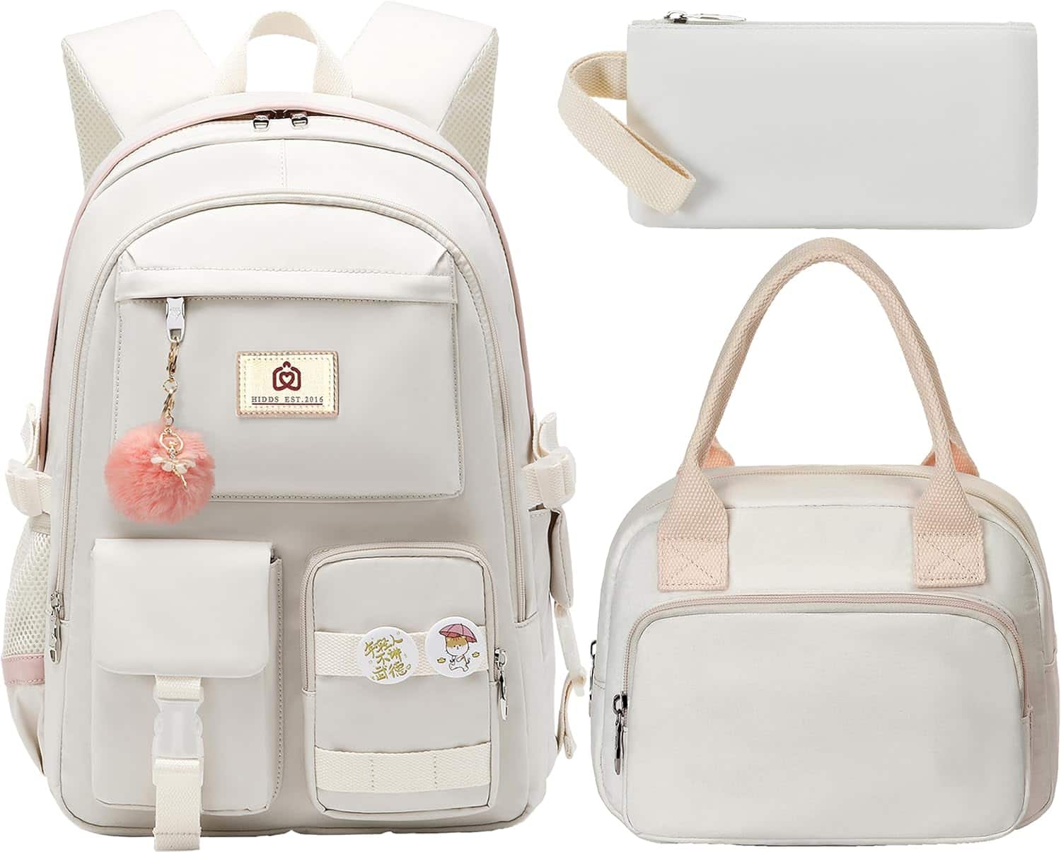 Vulpecula Spade - School Backpack for Teen Girls Women College Laptop Backpacks Kids Cute Bookbag - Beige