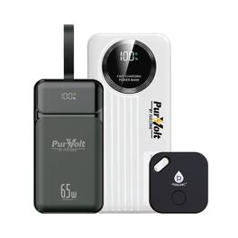 Pursonic - Power & Protection Bundle: 40,000mAh Power Bank, LED Fast Charger & Smart Tracker