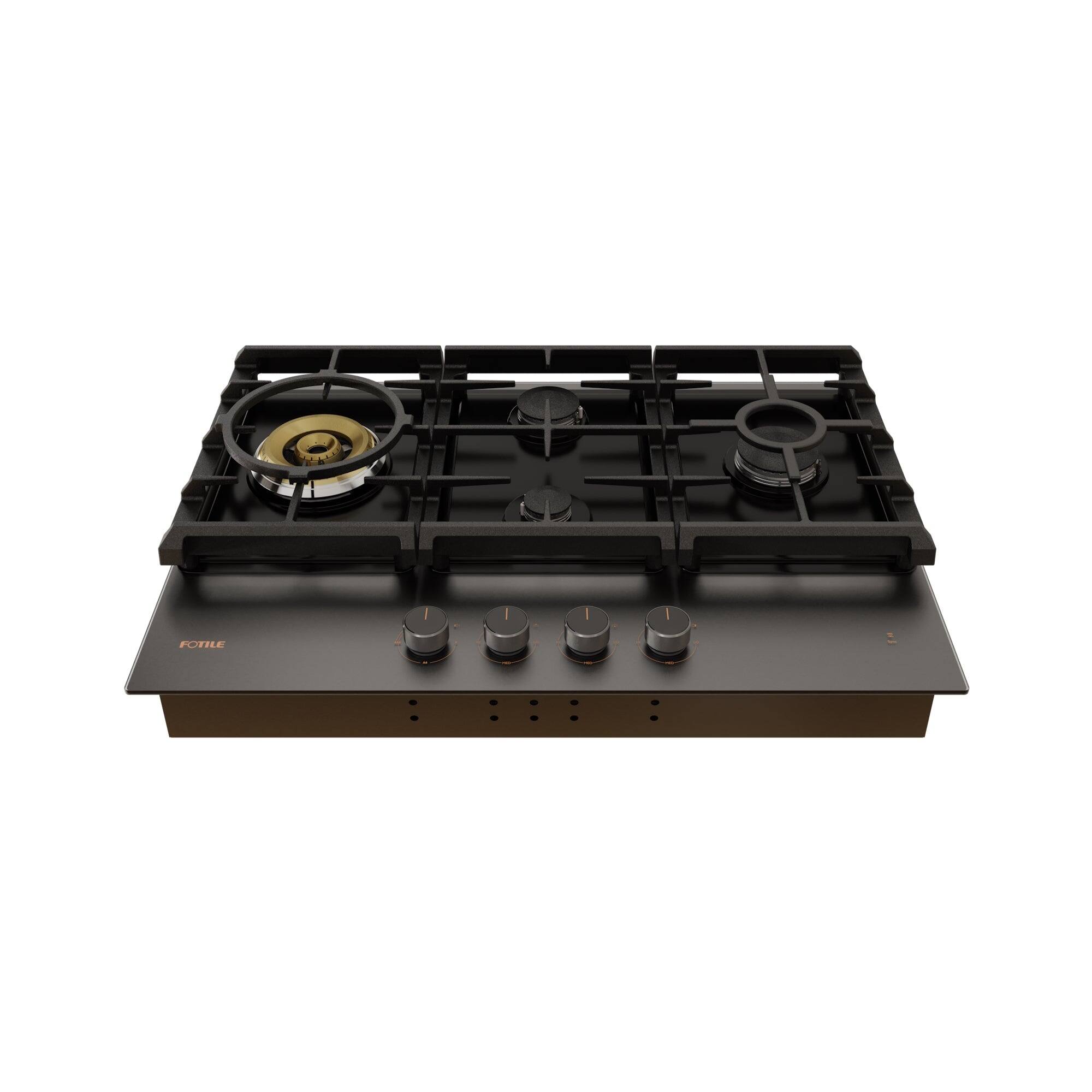 Angle. FOTILE - FOTILE Tri-Ring 30" Gas Cooktop in Anti-Glare Glass with 4 Burners Including Flame Failure Device - MOONSHADOW™ Grey.