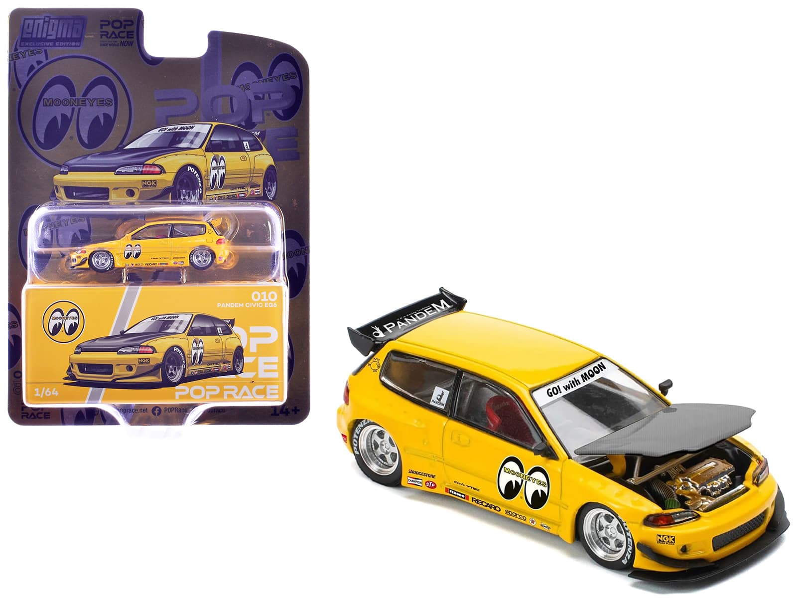 "Pandem Civic EG6 RHD ""Mooneyes"" Yellow with Carbon Hood ""Enigma Exclusive Edition"" 1/64 Die Cast Model Car by Pop Race" price history on PriceWatchPro