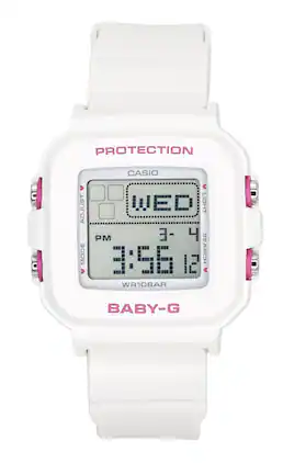 Casio - Baby-G Plus Digital Plastic Strap Quartz BGD-10KH-7 100M Women's Watch With Silicone Holder - White