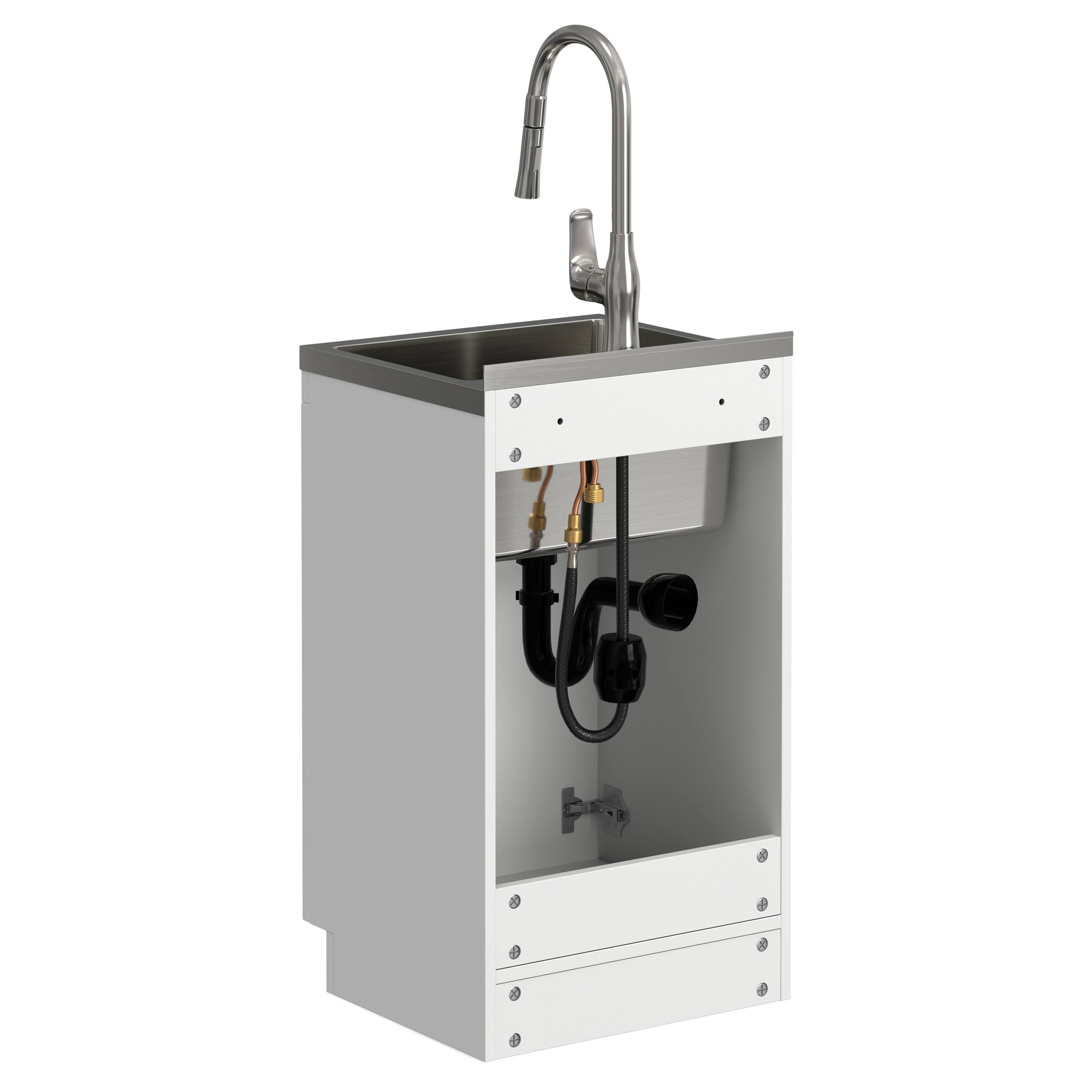 Alt View 1. Simpli Home - Darwin All-In-One 20-inch Laundry Utility Sink and Cabinet - Pure White.