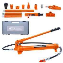 VEVOR - 10 Ton Porta Power Kit, Portable Hydraulic Jack with 4.6 ft/1.4 m Oil Hose, Auto Body Frame Repair Kit with Storage Case - Orange;Black