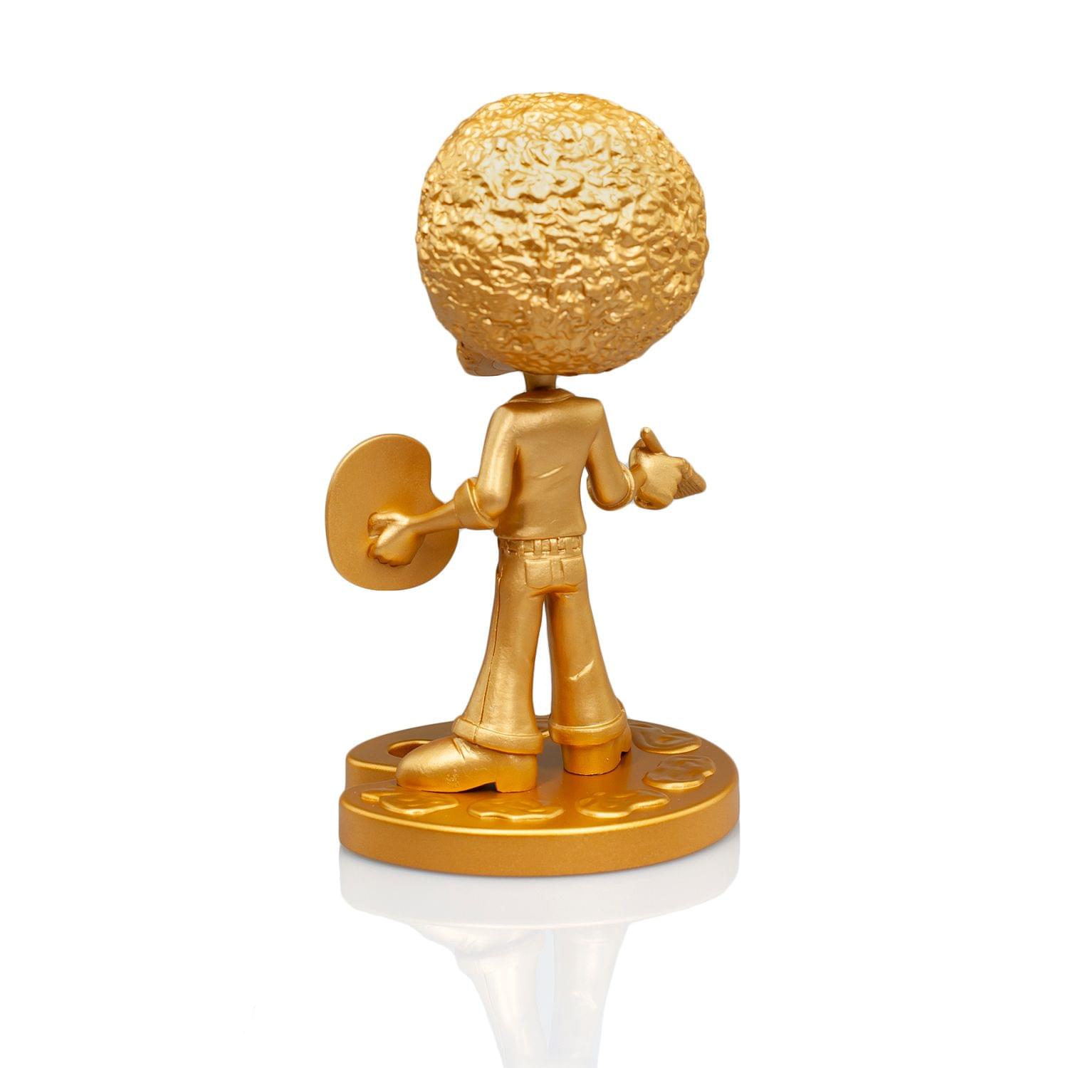 Alt View 10. Toynk - Bob Ross Happy Tree Collectible 6" Figure Statue by Toonies - Gold Variant Version - Gold.