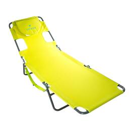 Ostrich - Chaise Lounge, Facedown Beach Camping Pool Tanning Chair, Lime Green - Neon Green