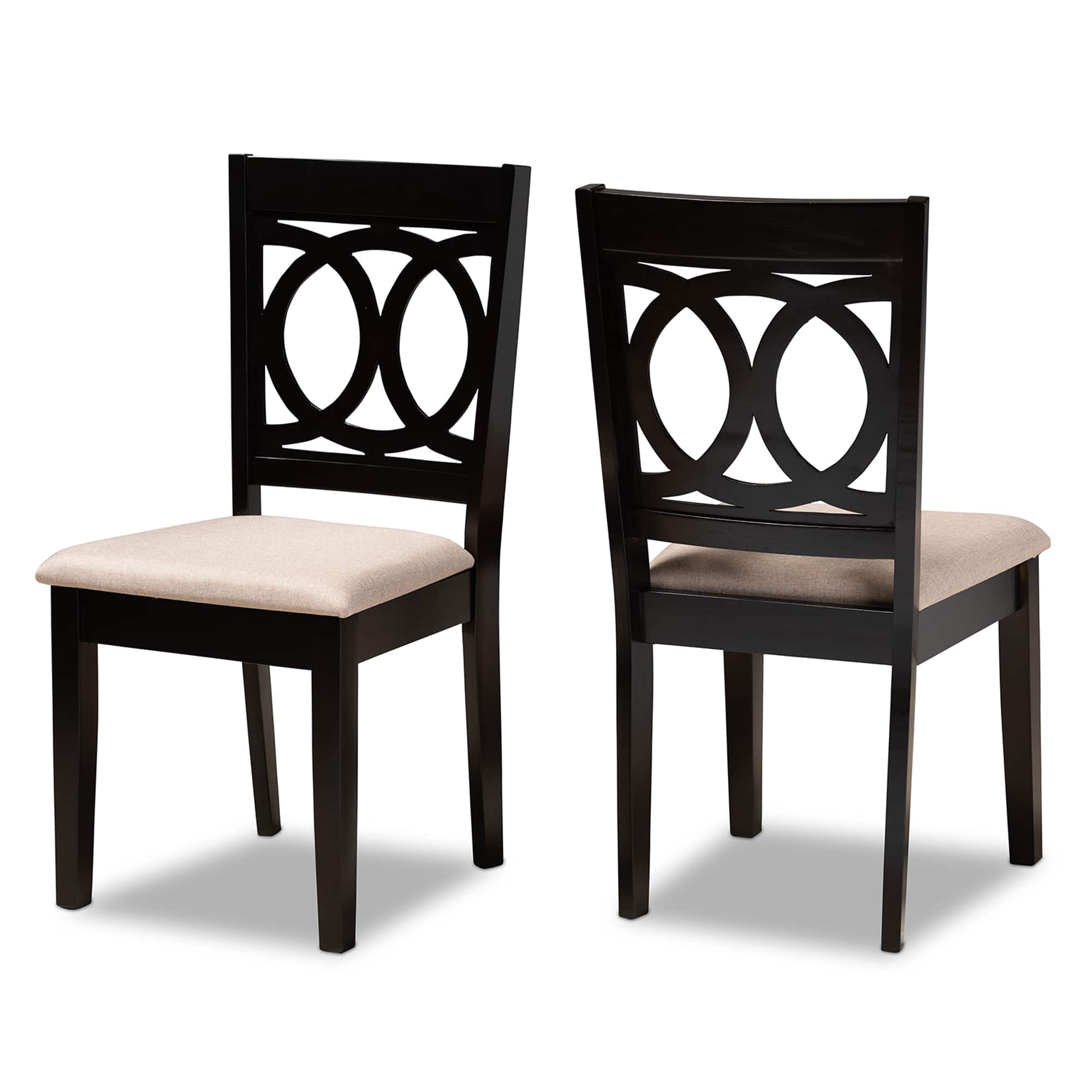 Baxton Studio - Lenoir Modern Fabric Upholstered Espresso Finished Wood 2-Piece Dining Chair Set Set - Sand Brown/Espresso