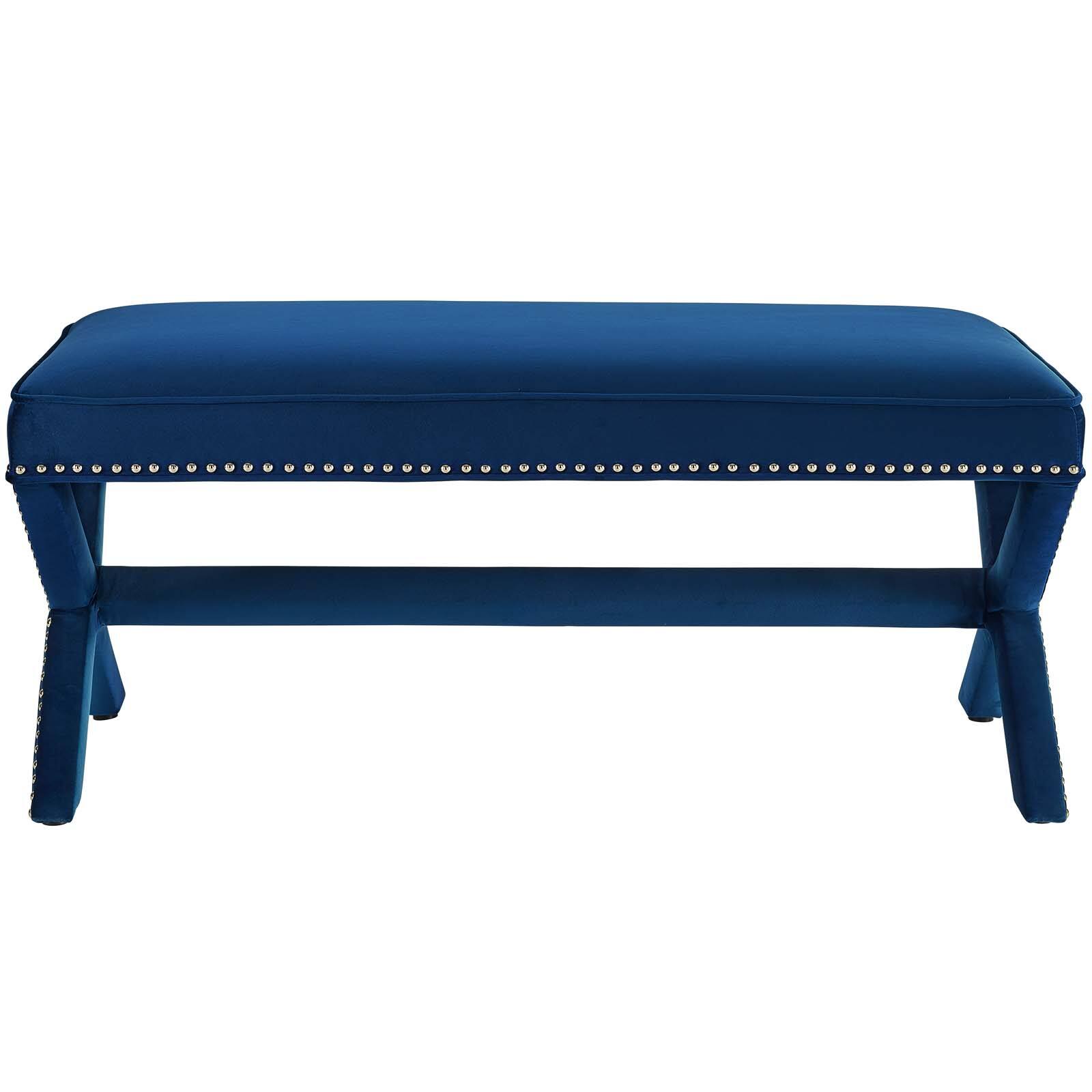 Back. Modway - Rivet Performance Velvet Bench by Modway - Navy.
