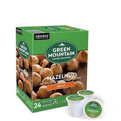 KEURIG  
GREEN MOUNTAIN COFFEE ROASTERS  
HAZELNUT  
ARTIFICIALLY FLAVORED COFFEE  
DECAF  
24 K-CUPS  
RECYCLABLE  
24-130