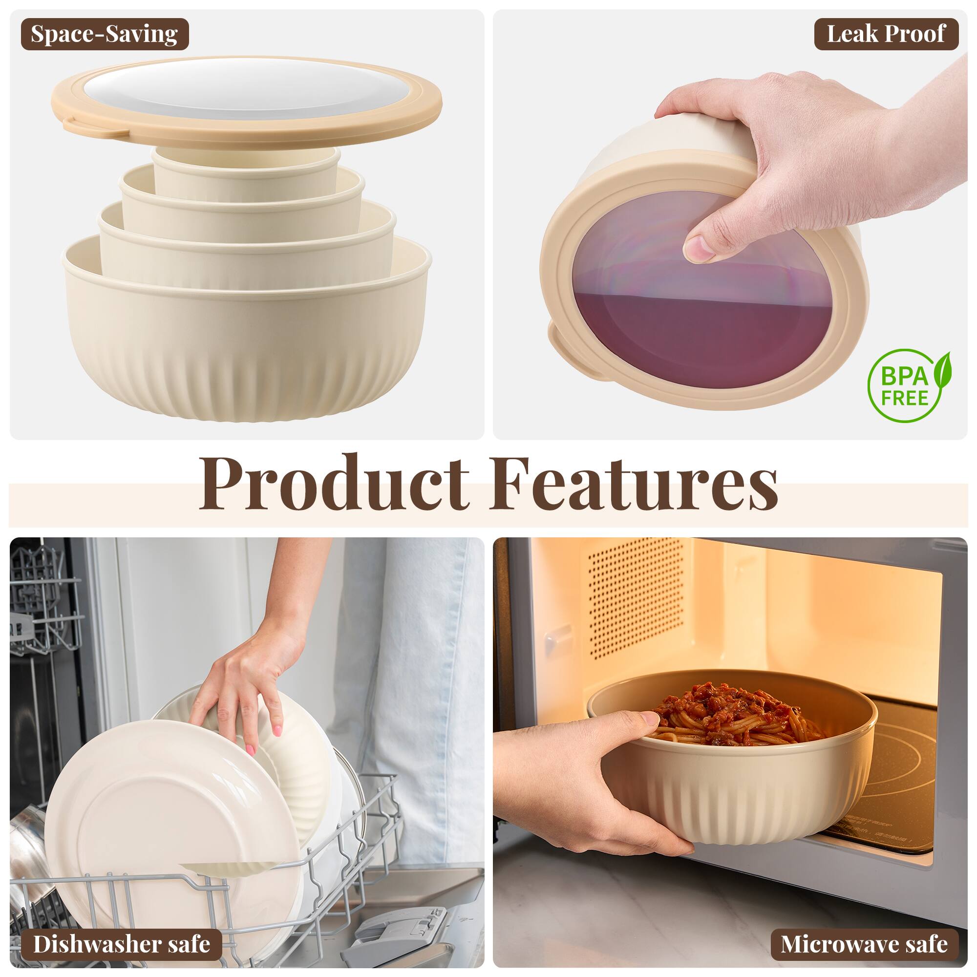 Space-Saving  
Leak Proof  
BPA FREE  
Dishwasher safe  
Microwave safe