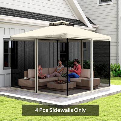 Outsunny Universal Mesh Netting Screens For 10' X 12' Gazebo – 4-Piece White Replacement Walls