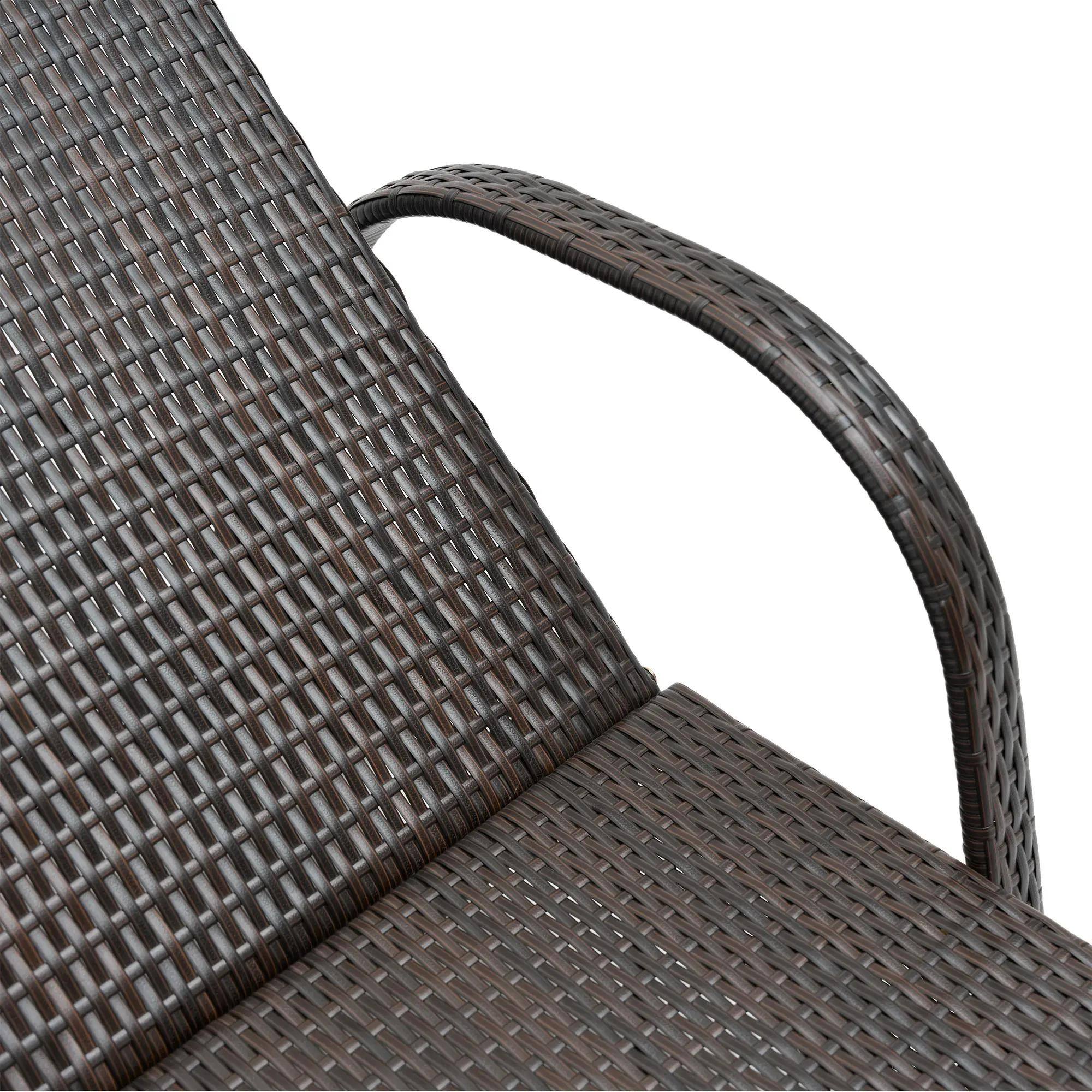 Back. Resenkos - Resenkos Outdoor Premium Chaise Lounge Chair-5-Level Adjustable Backrest, Rattan Weave, Deep Coffee and Cream White - Deep Coffee and Cream White.