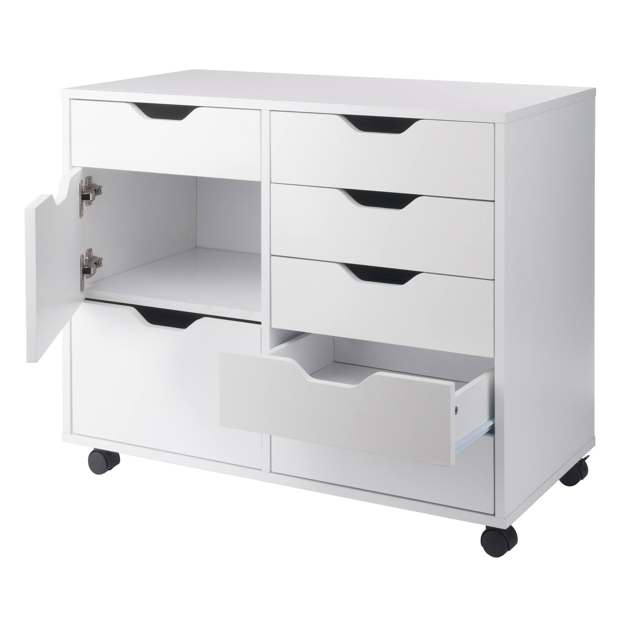 Alt View 1. Winsome Wood - Halifax 6-Drawer Multi-Storage Mobile Cabinet - White.