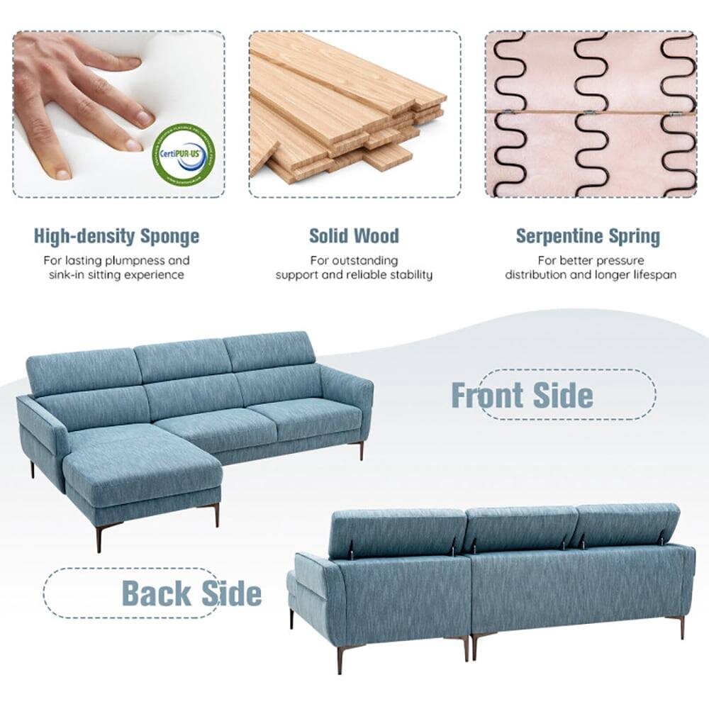 - High-density Sponge: For lasting plumpness and sink-in sitting experience
- Solid Wood: For outstanding support and reliable stability
- Serpentine Spring: For better pressure distribution and longer lifespan

Front Side
Back Side