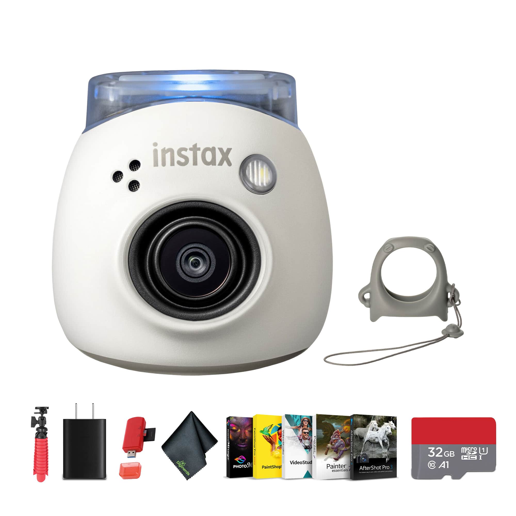 Fujifilm - INSTAX PAL Digital Camera (MilkyWhite), Memory Card Wallet, Memory Card