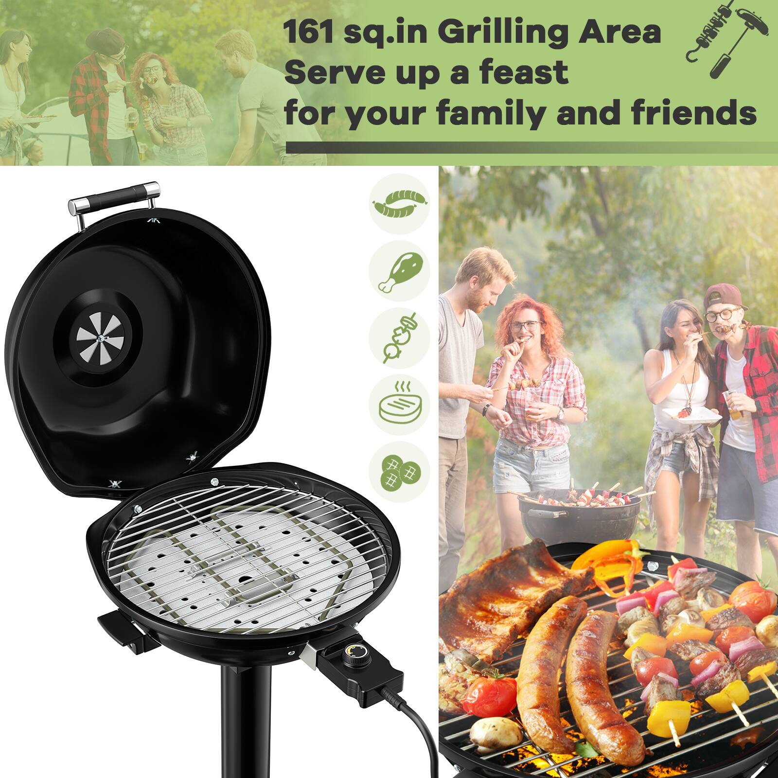 161 sq.in Grilling Area Serve up a feast for your family and friends 1
