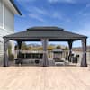 Front. PURPLE LEAF - 14' X 20' Permanent Hardtop Aluminum Gazebo with Double Roof for Patio Lawn and Garden, Curtains and Netting Included - 14' X 20'.