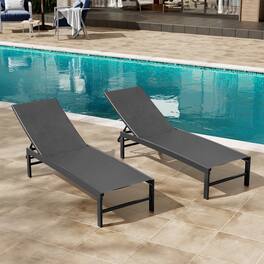 Crestlive Products - Outdoor Adjustable Aluminum Chaise Lounge Chairs (Set of 2) for Patio Pool Terrace - Black