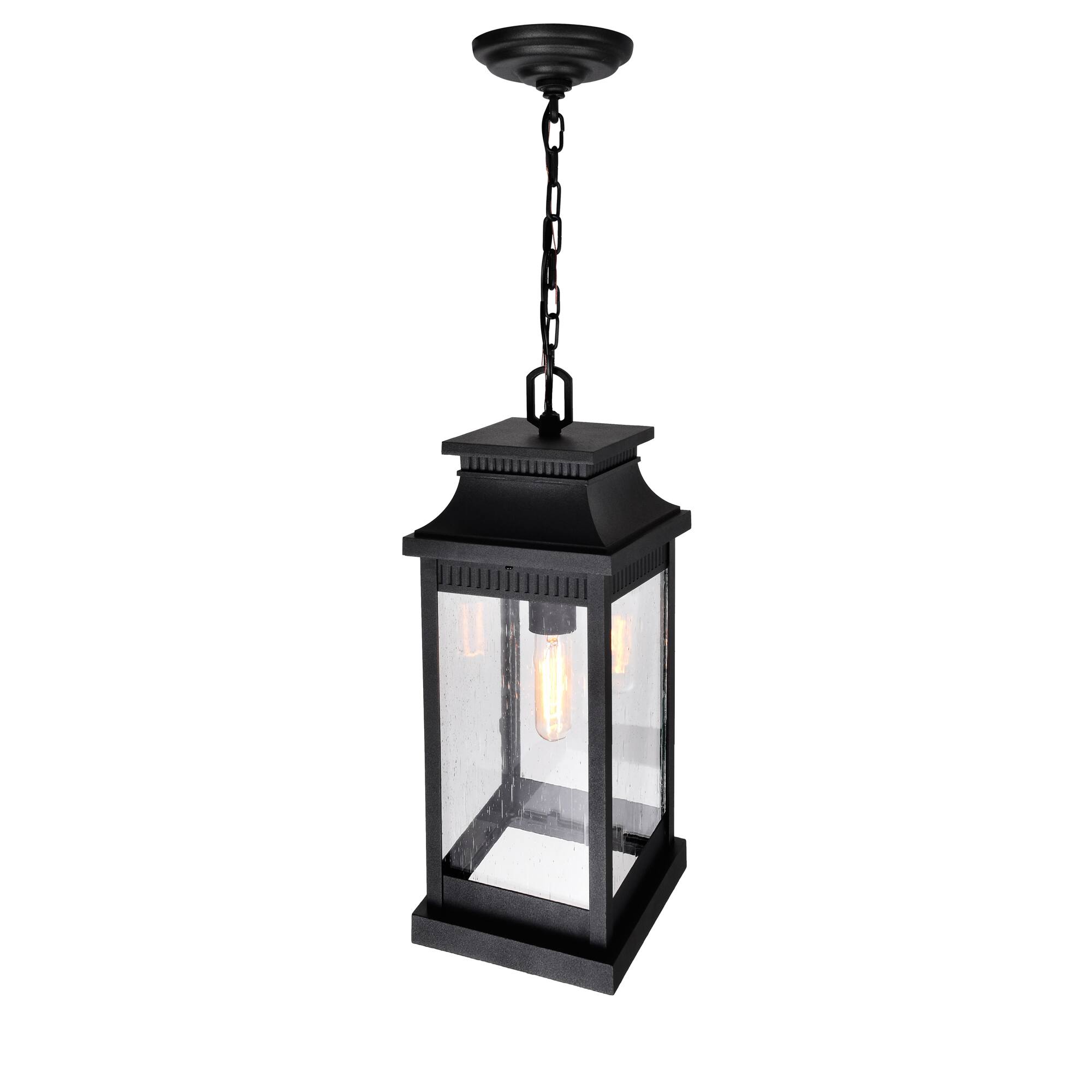 Left. CWI Lighting - Milford 1 Light Outdoor Black Pendant - Black.