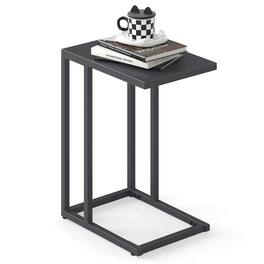 Gymax - C Shaped End Table w/ Metal Frame Sofa Table for Small Space Indoor Outdoor - Gray