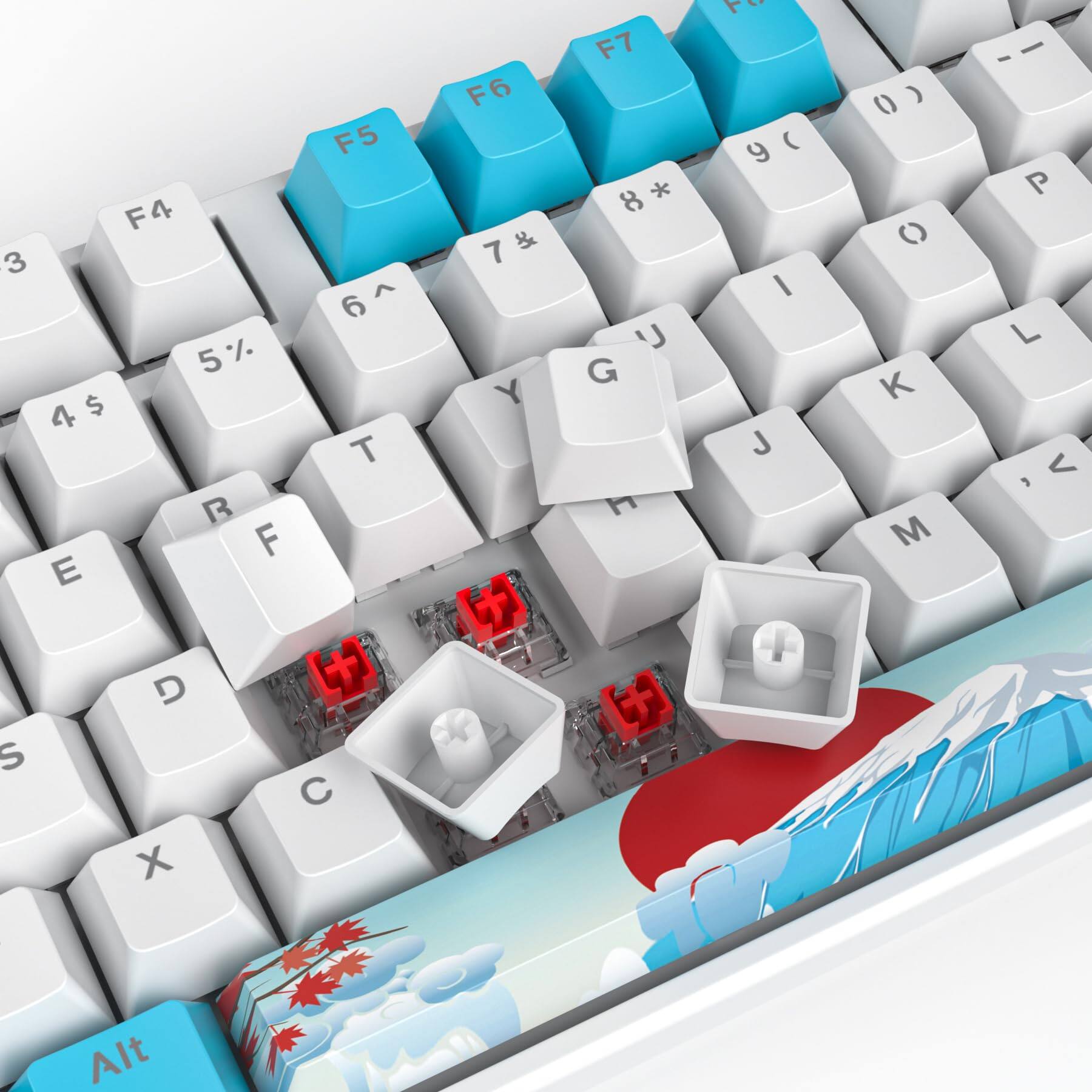 Alt View 2. Live At Space - Pbt Double Shot 104 Keys Keycaps Oem Profile Custom Set For 61/87/104 Mx Switches Mechanical Keyboard ✅ 【Long-lasting - Shen2 Blue.