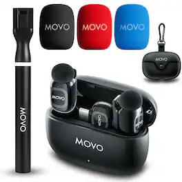 MOVO - NanoMic Dual USB-C Wireless Microphone for iPhone 15/16 and Up with Wireless Mic Handle
