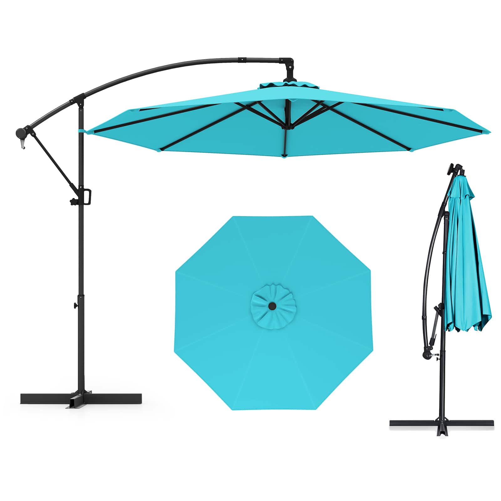 Gymax - 10 FT Patio Offset Umbrella w/ X-shaped Base Infinite Tile & 360° Rotation - Turquoise price history on PriceWatchPro