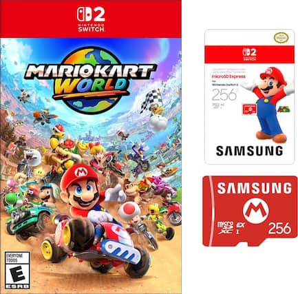 2 NINTENDO SWITCH. MARIOKART WORLD 2
SWITCH microSD Express for Nintendo Switch 256GB
SAMSUNG
EVERYONE TODOS ESRB
SAMSUNG microSDXC I 256 - E (Everyone)