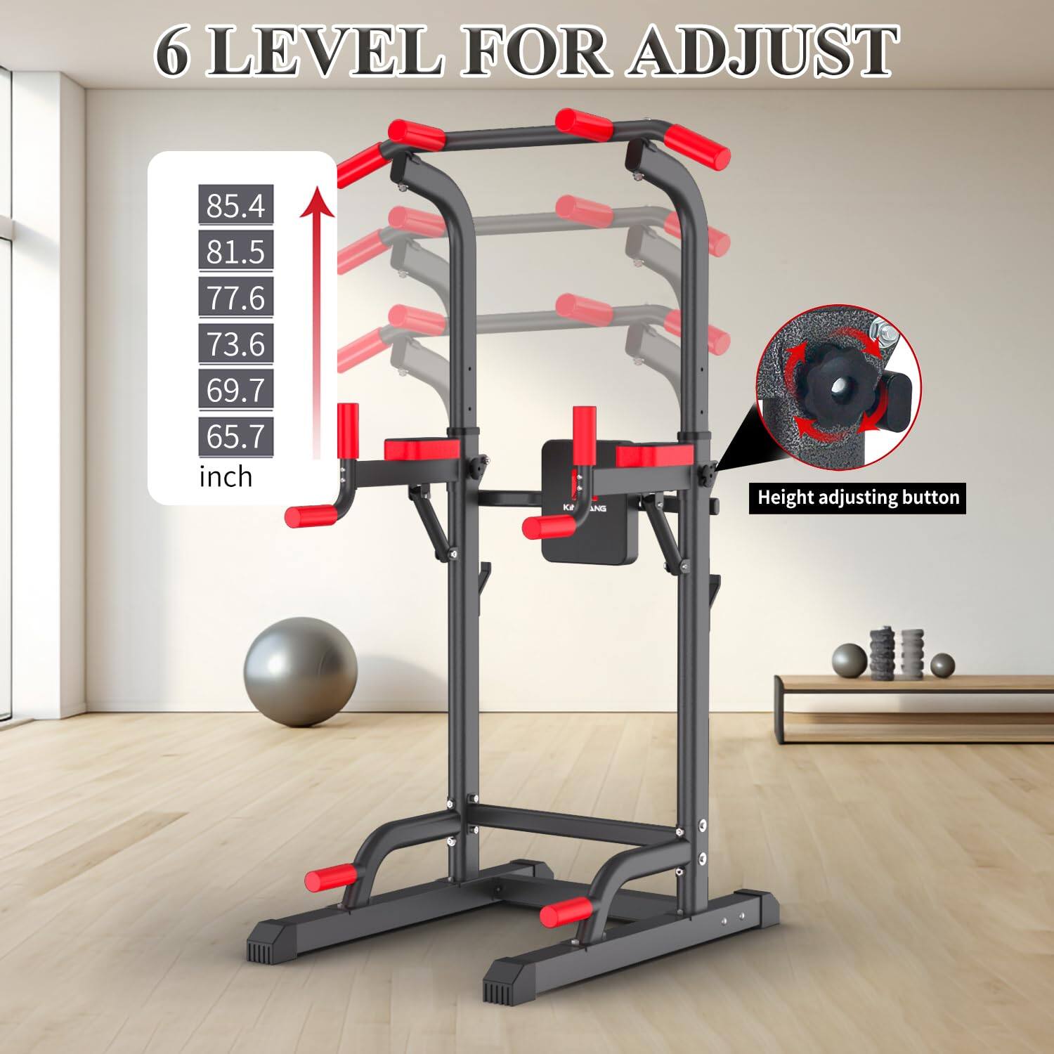 6 LEVEL FOR ADJUST

85.4  
81.5  
77.6  
73.6  
69.7  
65.7 inch

Height adjusting button