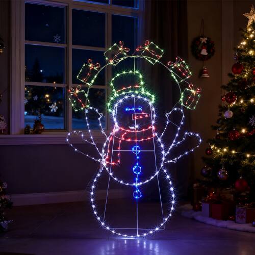 Alt View 9. Winado - 5FT Christmas Juggling Animated Snowman Pre-lit 2D with LED Lights for Xmas Indoor Outdoor Yard Holiday Decoration - Multicolor.
