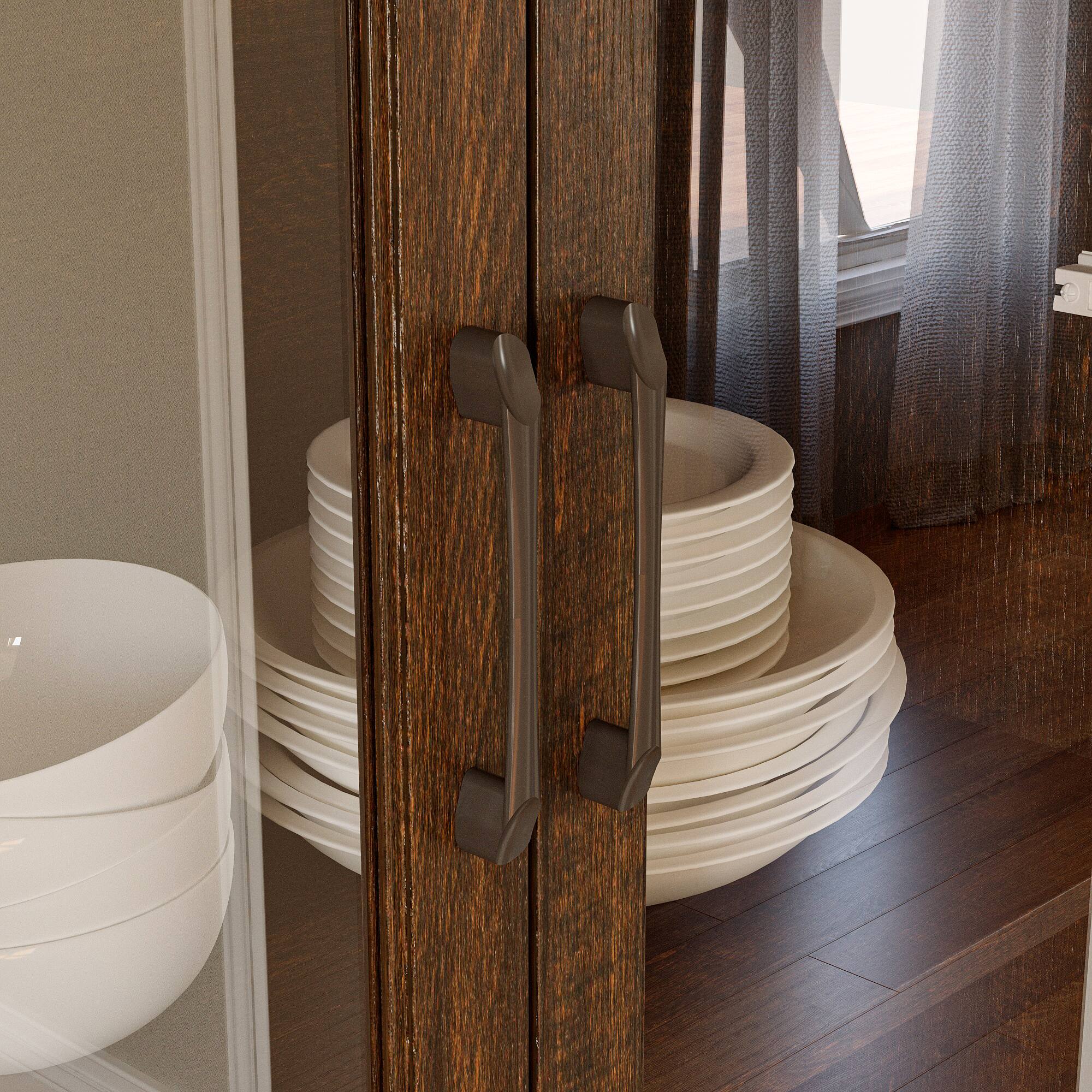 Alt View 2. FUFU&GAGA - Multi-Purpose Large Glass Door Cabinet with Shelves and Drawers for Living Room or Kitchen Storage - Brown.