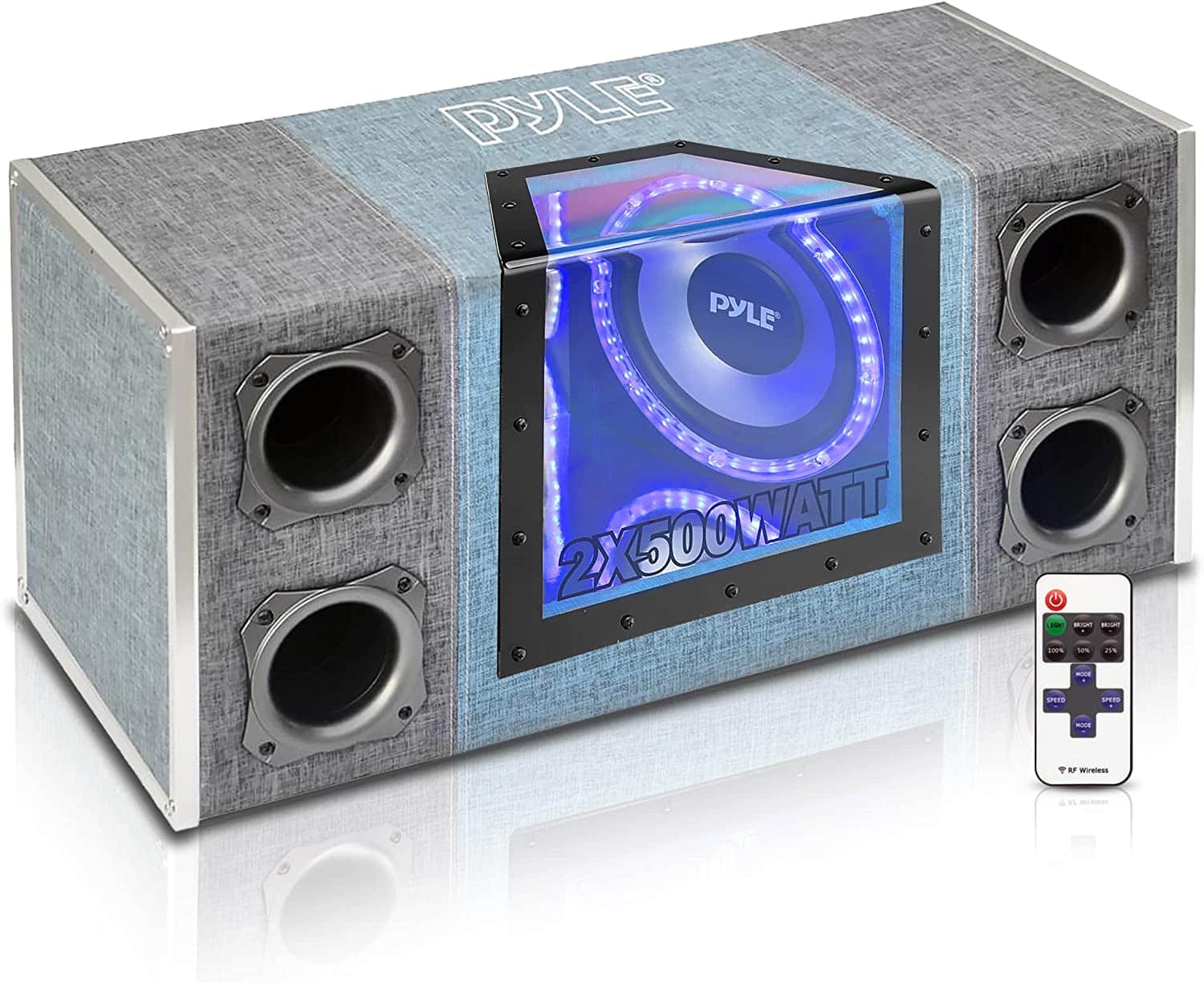 Pyle - PLBNPS21 10" Dual Series 1000W Rear Vented LED Subwoofer Enclosure w/Remote