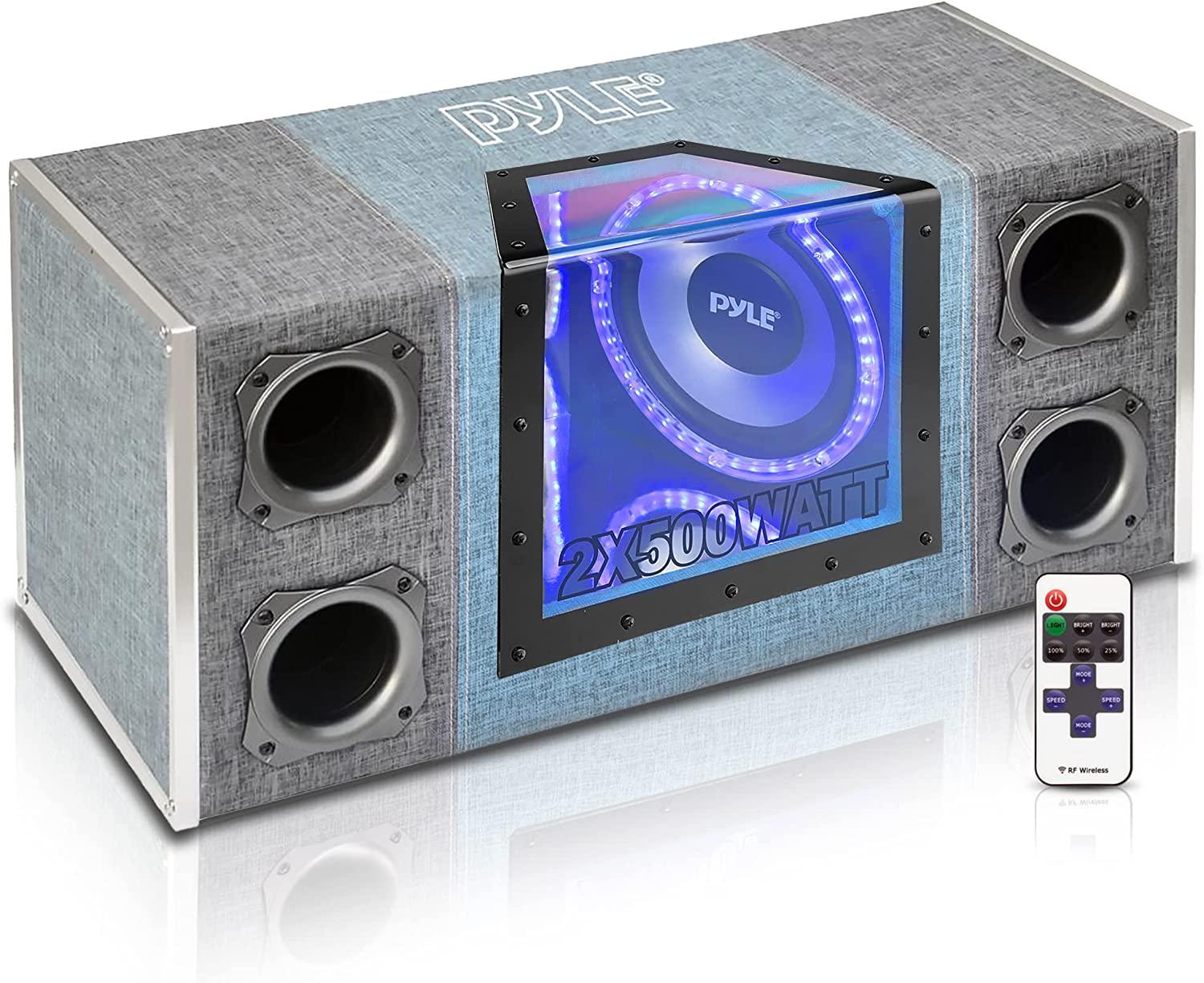 PYLE PYLE 2X500WATT - MUT - FUS SPS J1S - SPEE SPEES an M wneless 3

PYLE 2X500WATT