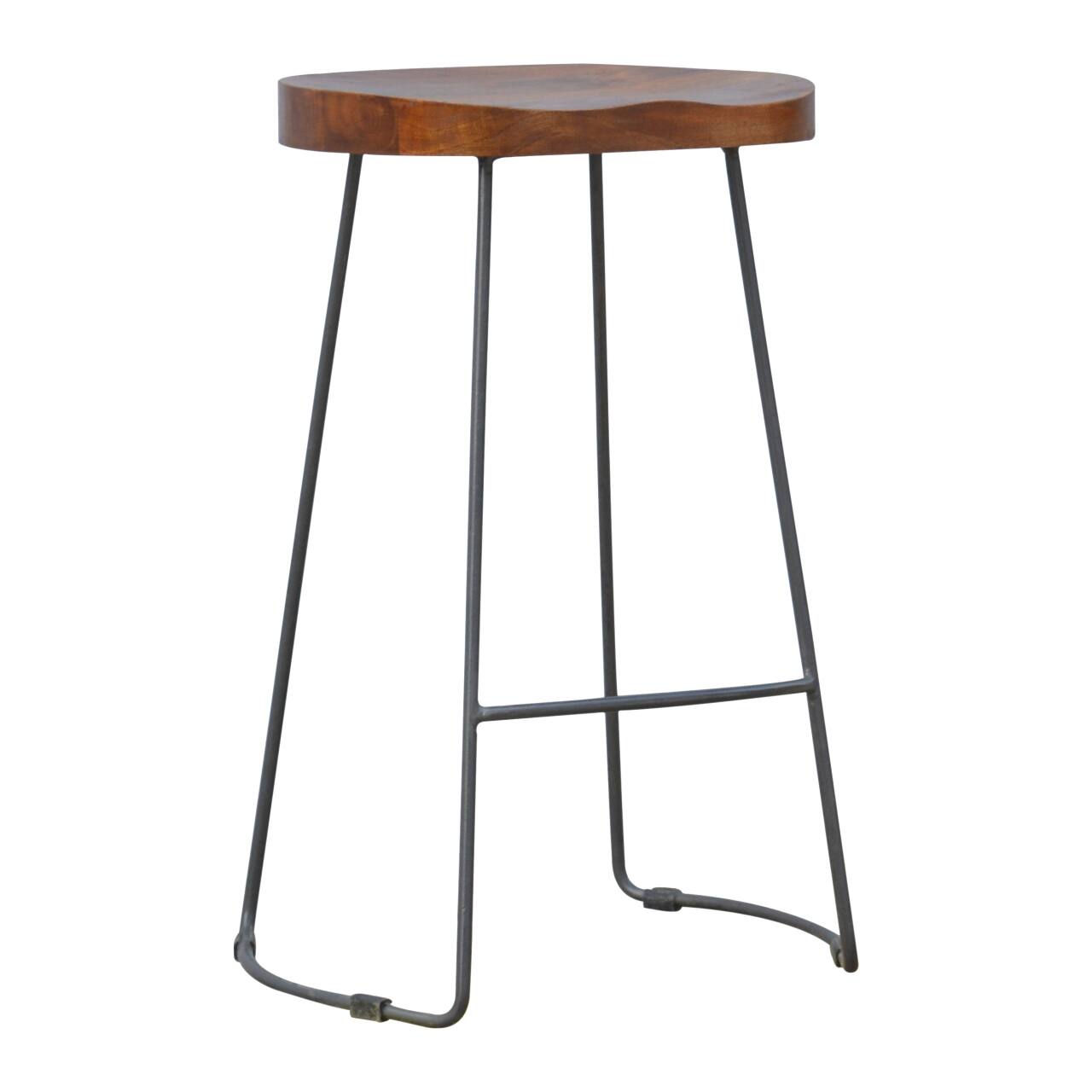 Back. Artisan Furniture - Artisan Furniture Solid Wood Industrial Chunky Bar Stool, Brown - Brown.