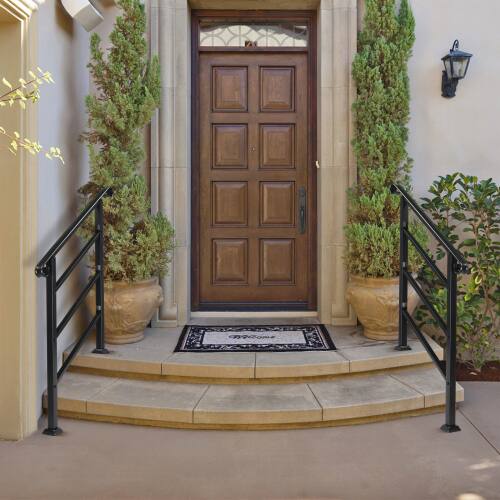 Alt View 6. Winado - 1-3 Steps Handrails Adjustable Wrought Iron Handrail Transitional Hand Rails, Stair Railing for Indoor Outdoor Garden - Black.