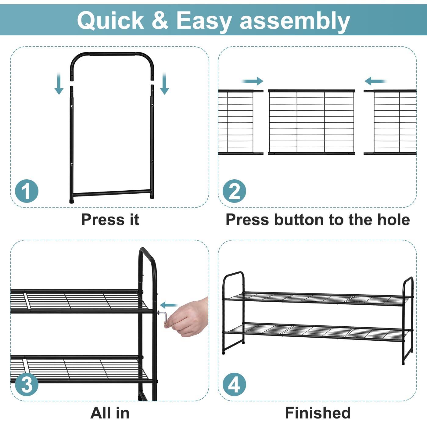 Quick & Easy assembly

1. Press it
2. Press button to the hole
3. All in
4. Finished