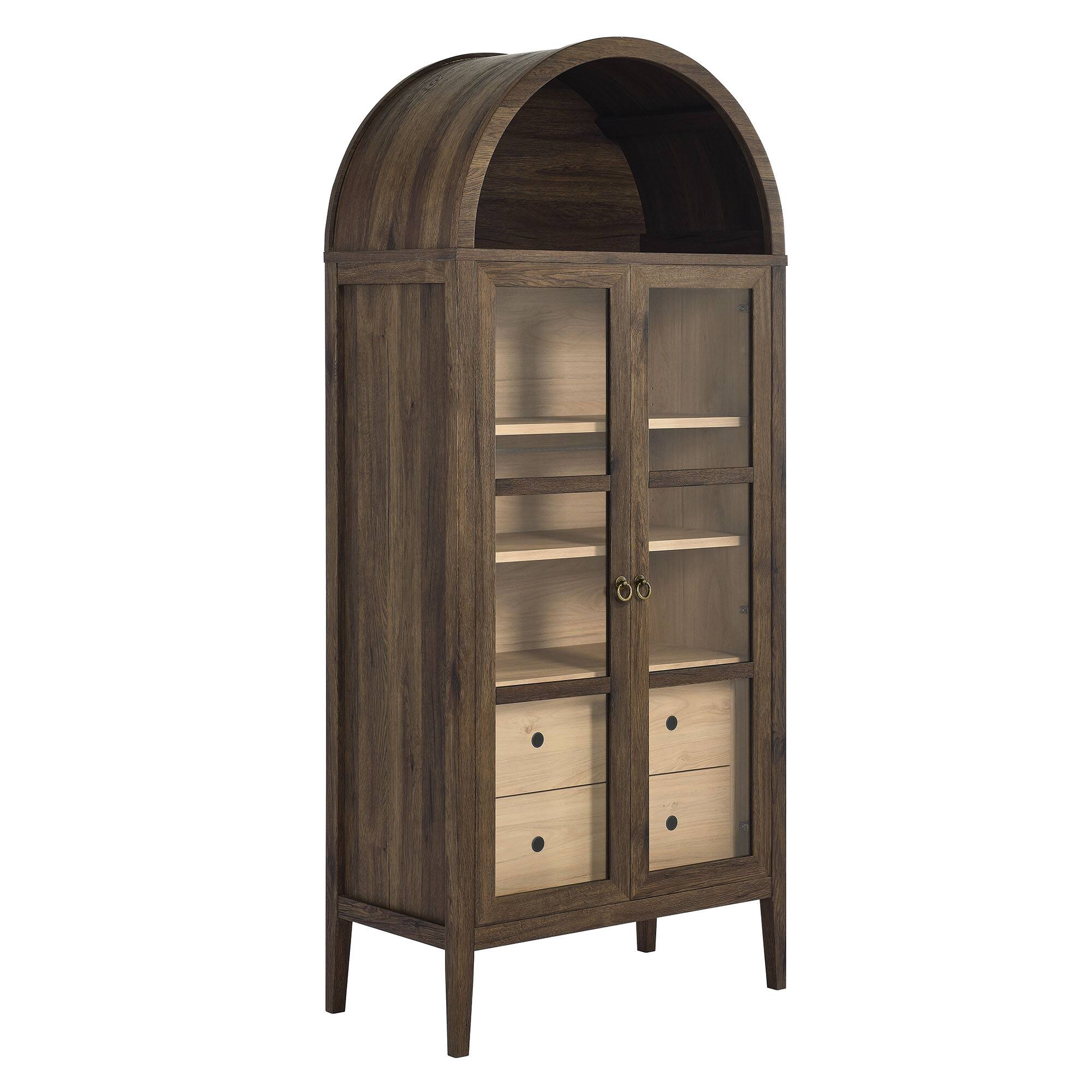 Angle. Modway - Nolan Tall Arched Storage Display Cabinet by Modway - Walnut Hickory.
