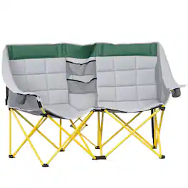 Outsunny - Style Camping Chair, Oversized Folding Lawn Chair with Carry Bag & Cup Holders, for Outdoor - Green
