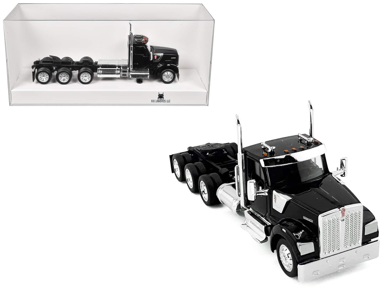 HO Logistics Replicas - Kenworth W990 3-Axel Day Cab 1/87 (HO) Plastic Model Car by HO Logistics - Black