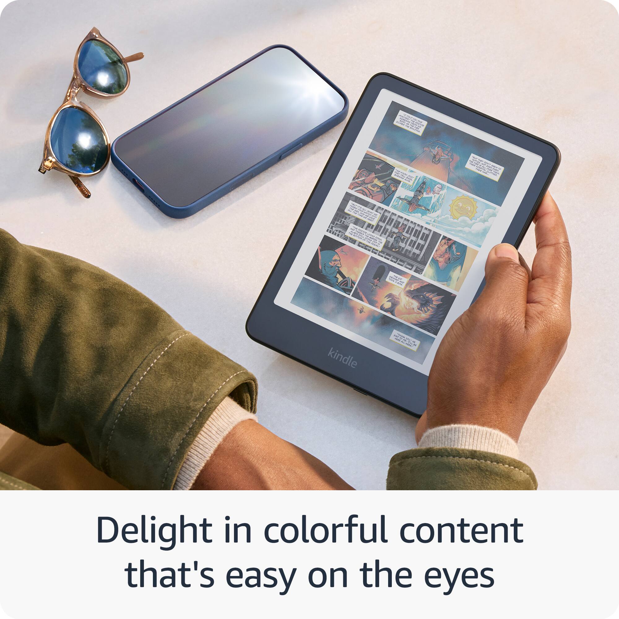 kindle ad : Delight in colorful content that's easy on the eyes