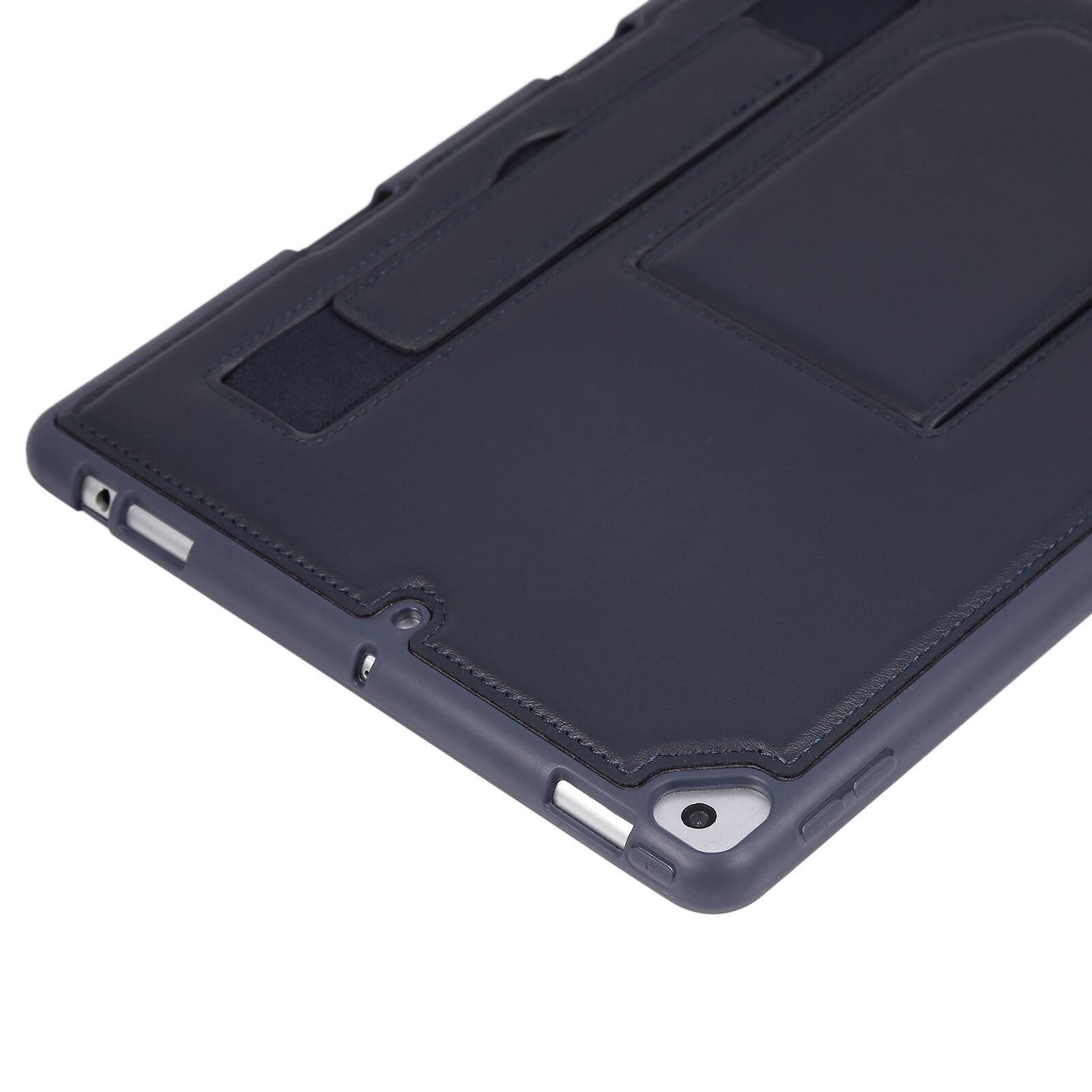Alt View 2. Dteck - Shockproof Case for Apple iPad (9th Generation) 10.2" 2021 with Hand Strap Kickstand, PU Leather TPU Protective Cover - Blue.