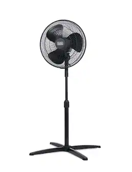 Black+Decker - 16-Inch Pedestal Fan, Oscillating Fan for Home and Office, with 3 Speed Settings - Black
