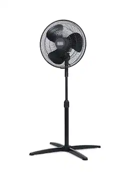Black+Decker - 16-Inch Pedestal Fan, Oscillating Fan for Home and Office, with 3 Speed Settings - Black
