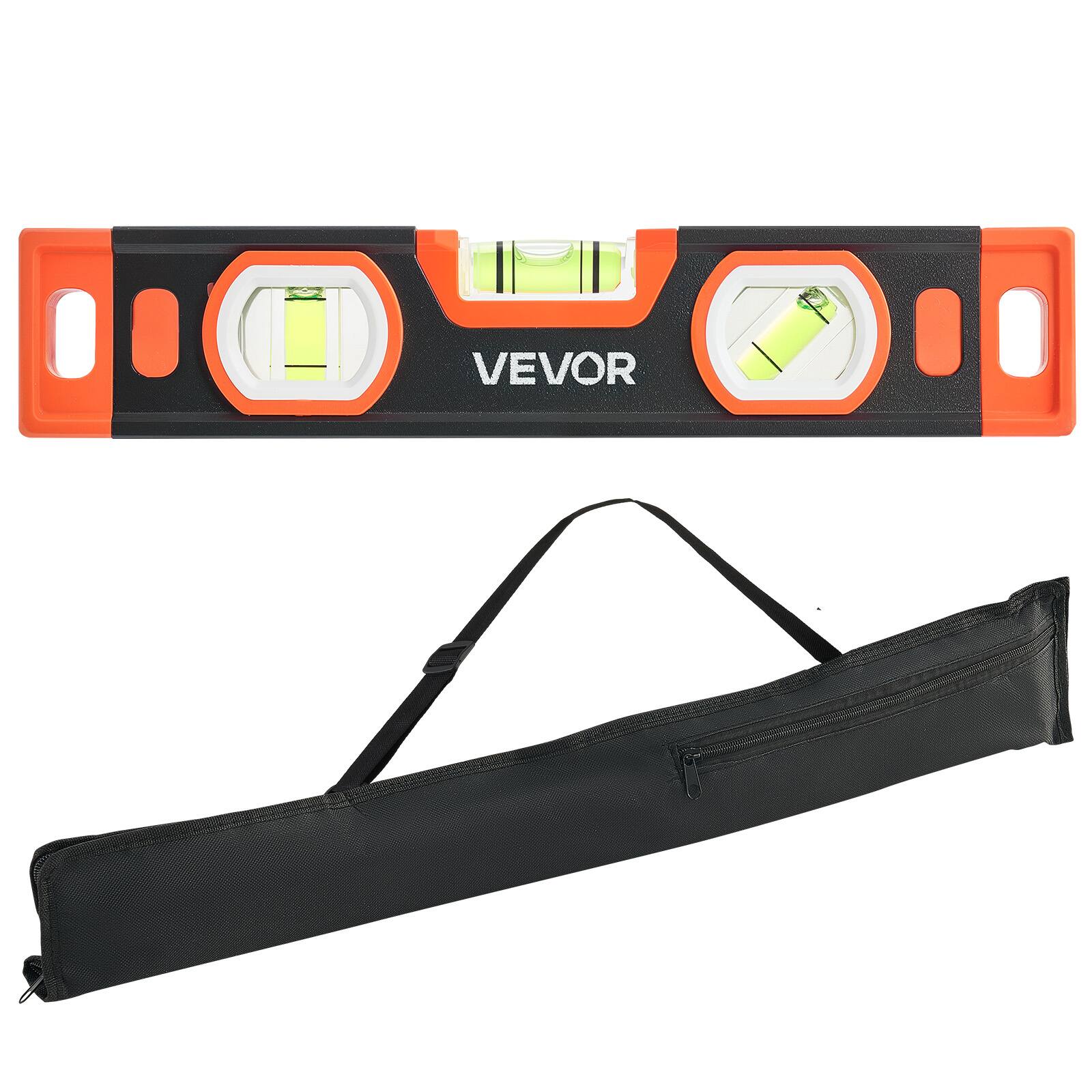 Alt View 5. VEVOR - Torpedo Level, 3-Piece Included 9/16/24 in, Magnetic Leveler Tool Set Aluminum Alloy, with Clear 3 Green Vials, V-Groove - Black + Orange.