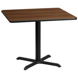 Emma + Oliver - 36" Square Laminate Table Top with 30"x30" Table Height Base - Walnut