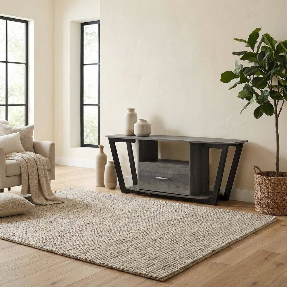 Alt View 2. FurniFact - Black Graystone TV Stand for 65-Inch Screens with Shelves and Storage - Black.