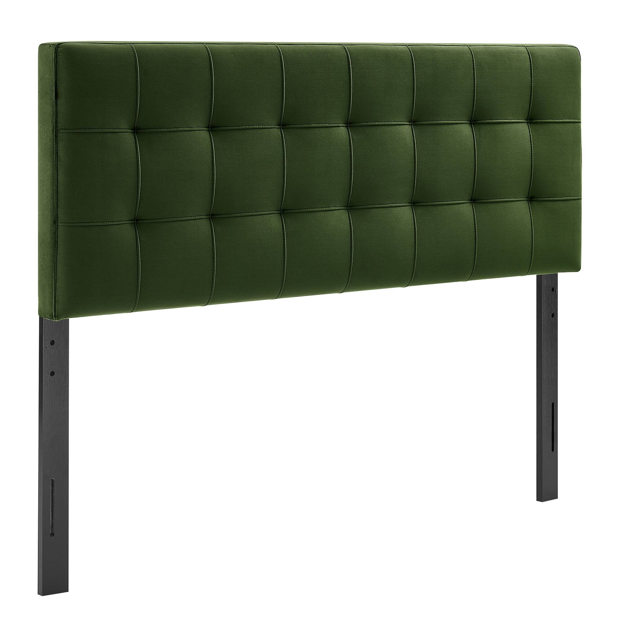 Angle. Modway - Lily Biscuit Tufted Performance Velvet Headboard by Modway - Moss Green.